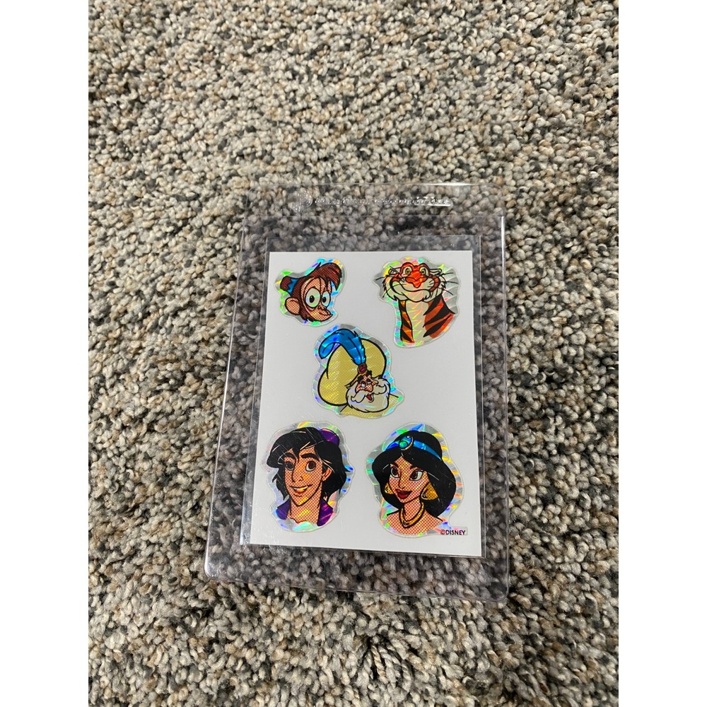 Vintage‎ Disney Aladdin Holographic Sticker Sheet Jasmine Abu Rajah Sultan Kodak